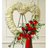 Red and White Open Heart with Red Roses